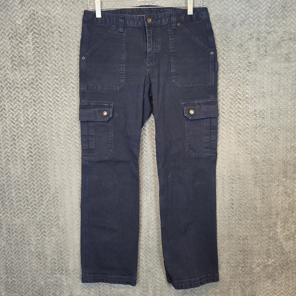 Duluth Trading Co Navy Blue Curvesetter Cargo Work Pants Womens 31 x 29 Straight